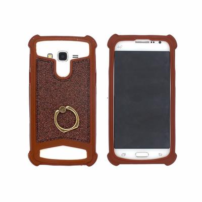 Victor Universal Silicone Protector Case Pasted with Leather Back and Ring
