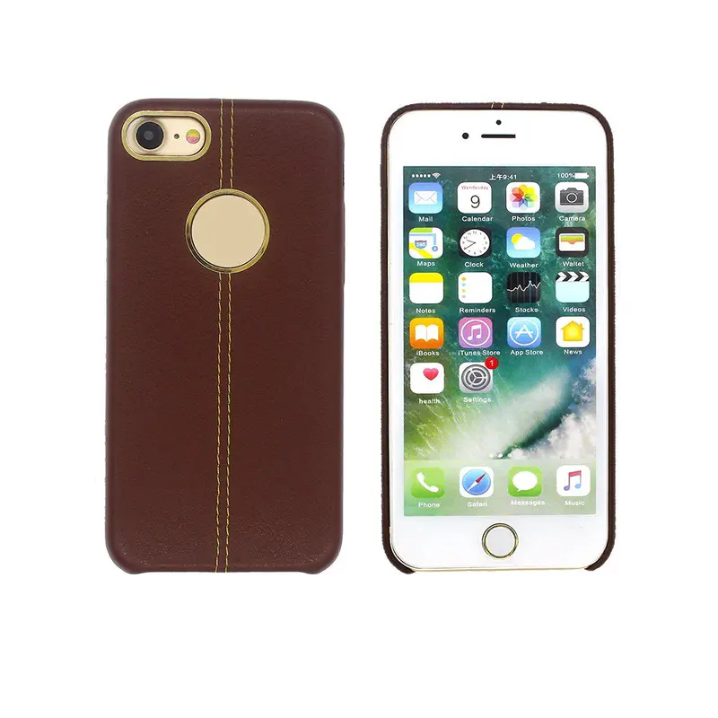 Leather Case for iPhone 7 with Sewed Thread Back Cover