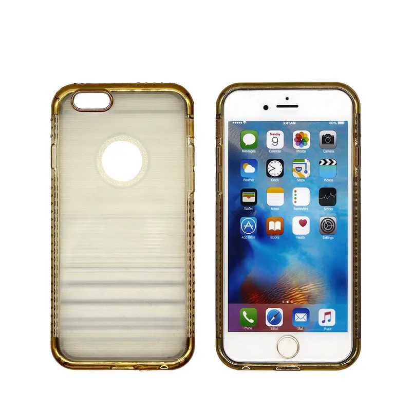 Half Clear TPU iPhone 6 Case with Diamond Bumper