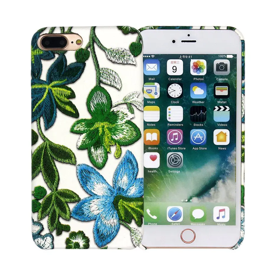 3D Embroidery Nice iPhone 7 Plus Leather Case