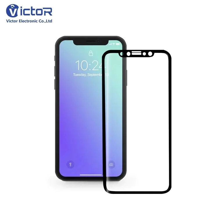 Black Cold Carving 5D Tempered Glass Screen Protector for iPhone X