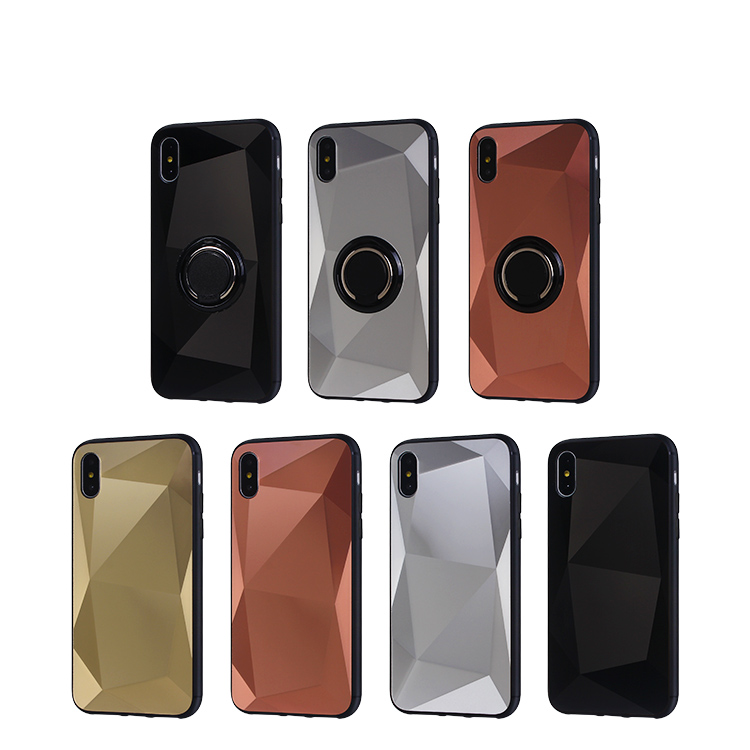 Mobile Phone Case for iPhone XS with Metal Sticker Ring Holder Kickstand