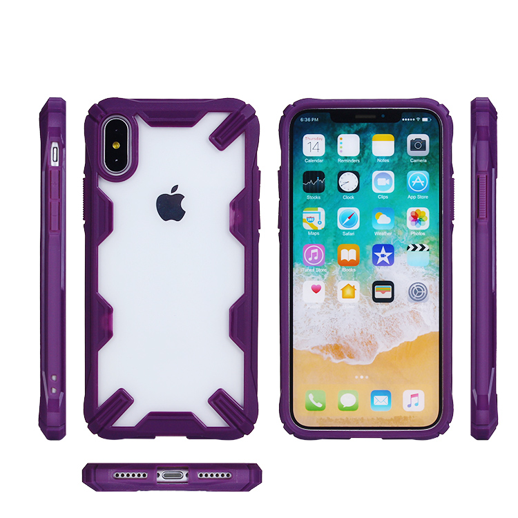 Colored Border Car Shape Transparent Back Cover Case for Apple iPhone X