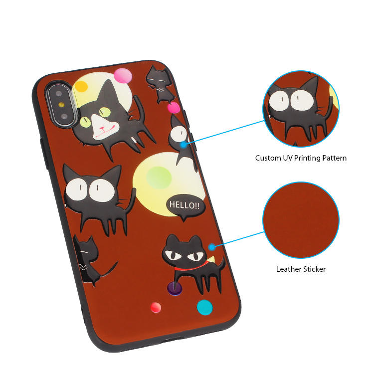 Custom UV Printing Pattern Leather Sticker iPhone Case