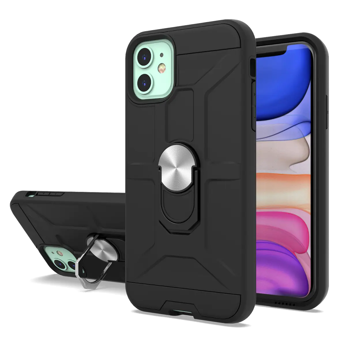 iPhone 11 Phone Case with Ring Holder and Kickstand
