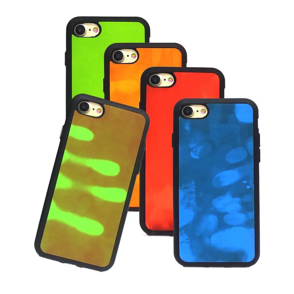 Heat Sensing Bicolor Paste Leather Case for iPhone 7