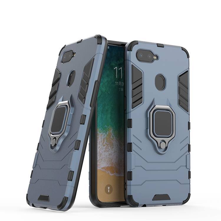 360 Full Protective Shockproof Hybrid Phone Case for Oppo F9 with metal ring holder and kickstand
