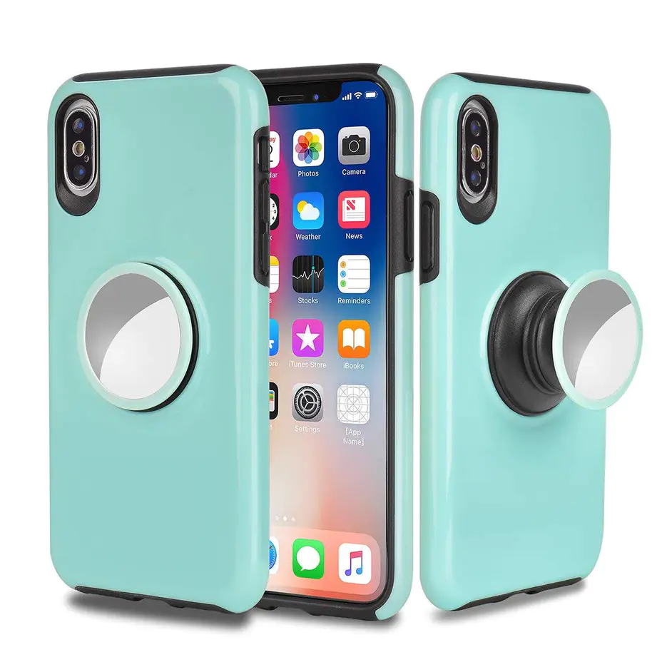 2 in 1 Hybrid Hard PC TPU iPhone X Case with Pop Socket
