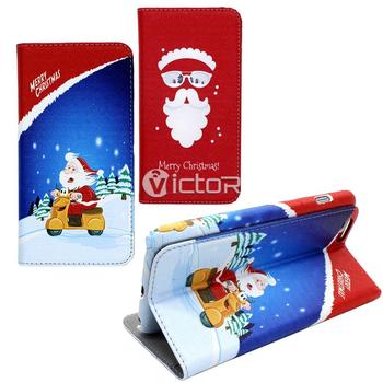 Victor PU Christmas Series Flip Mobile Phone Cases for iPhone 6
