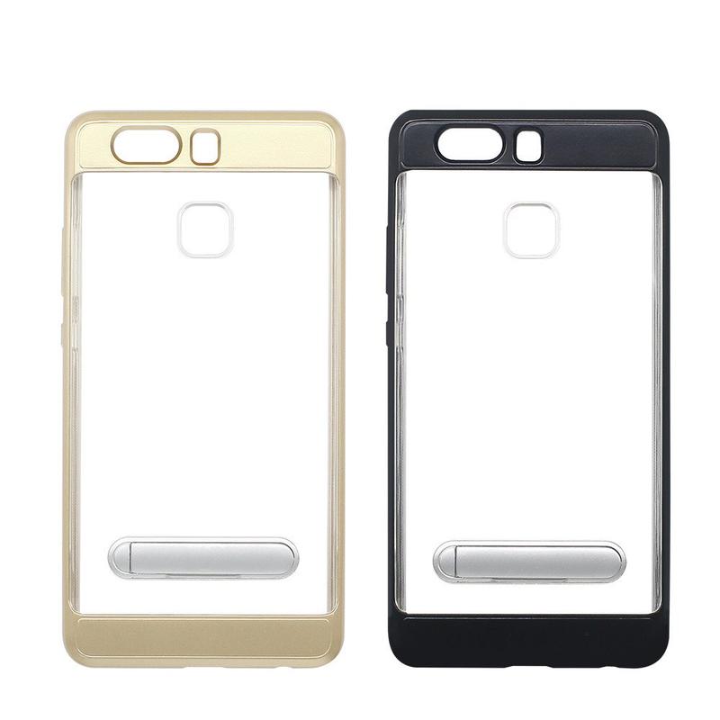 PC Bumper Clear TPU Phone Case for Huawei P10 with Kickstand
