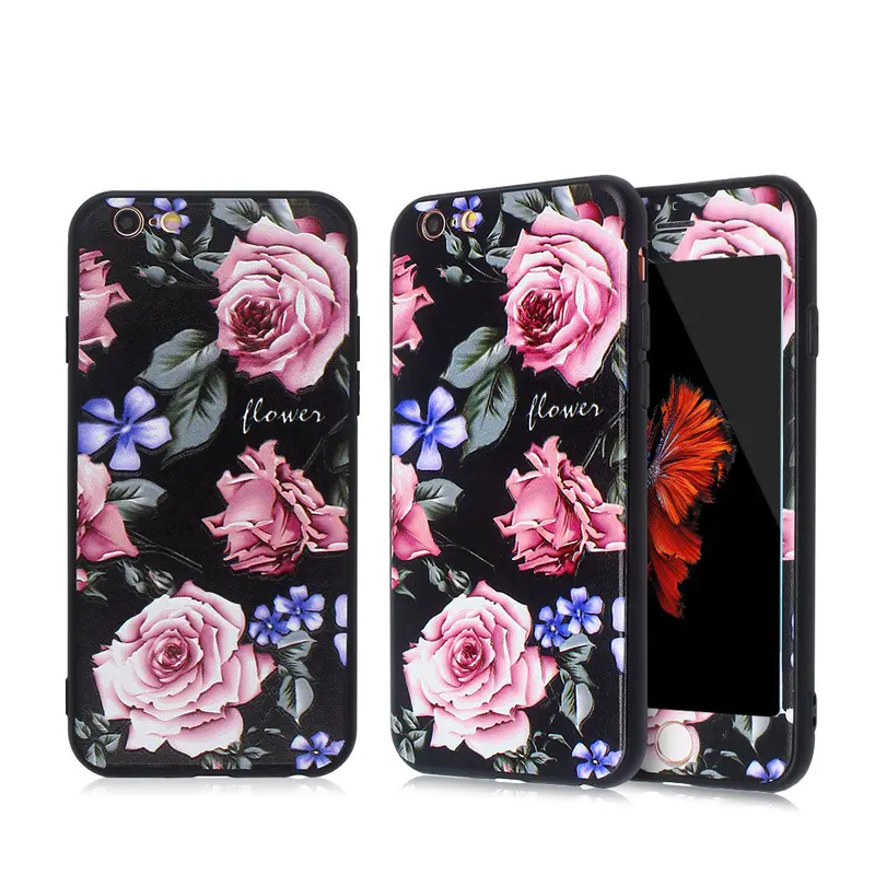 Embossed Pretty Apple iPhone 6 Case and Glass Screen Protector