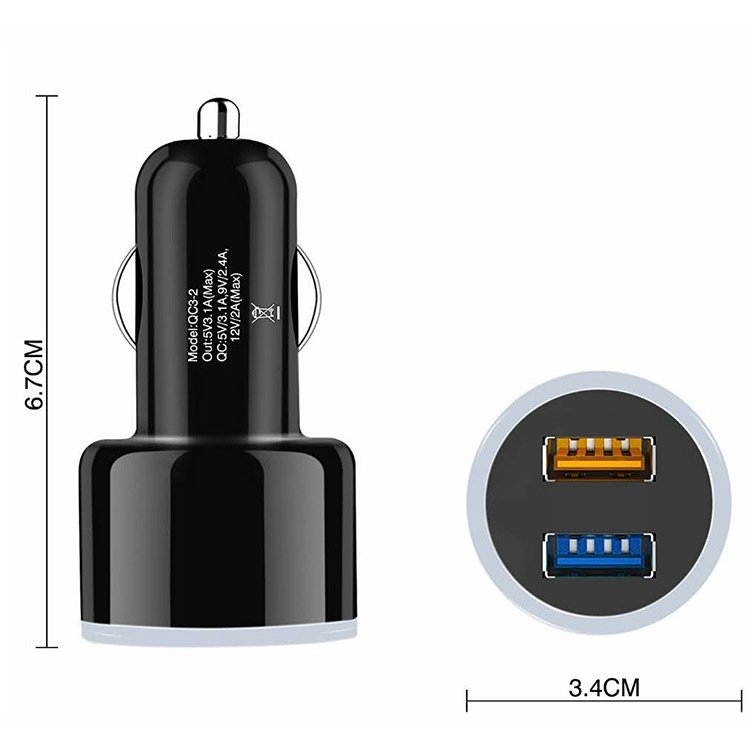Quick Charge Car Adapter with Dual QC USB Ports