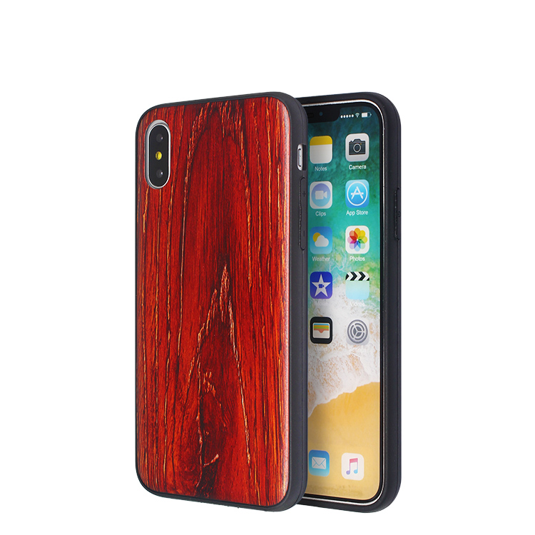 Wood Grain Leather Sticker Case for IPhone X Wholesale