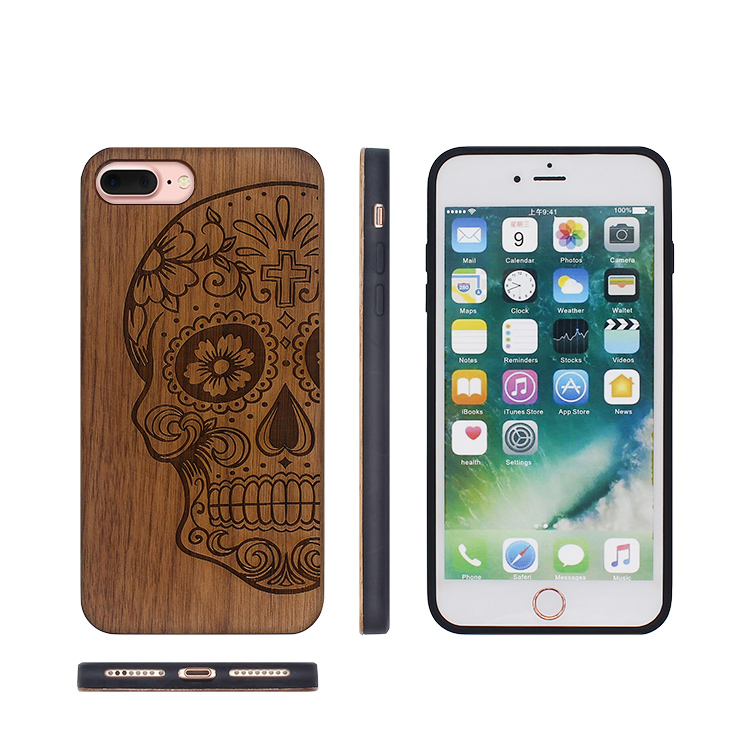 Wooden Case for IPhone X with Wood Laser Engraved pattern