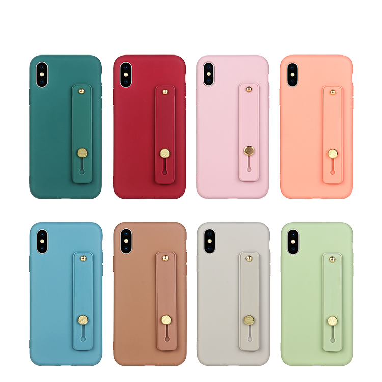 Soft TPU Cover iPhone XS Case with Hand Strap and Kickstand Function