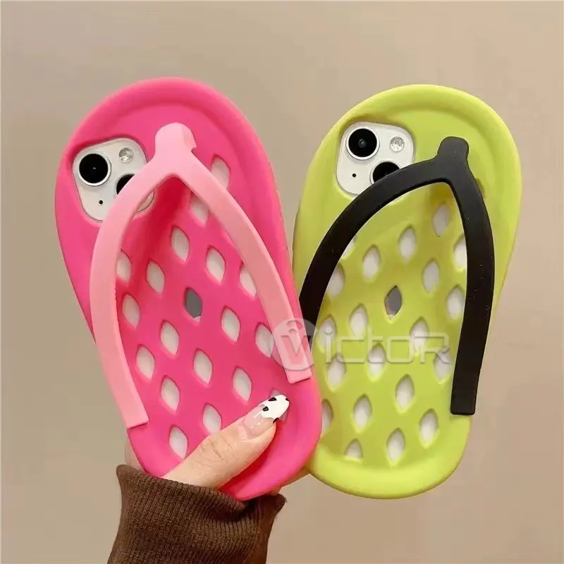 slippers shape phone case for iphone 14 13 12 11 silicone back cover