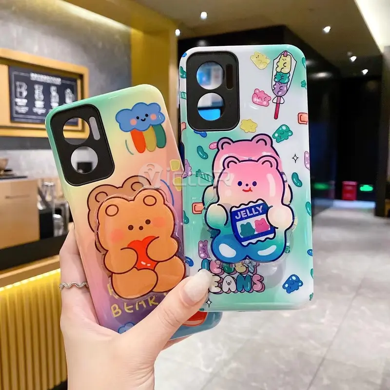 cute cartoon phone case for iphone samsung mobile phone cover with kickstand