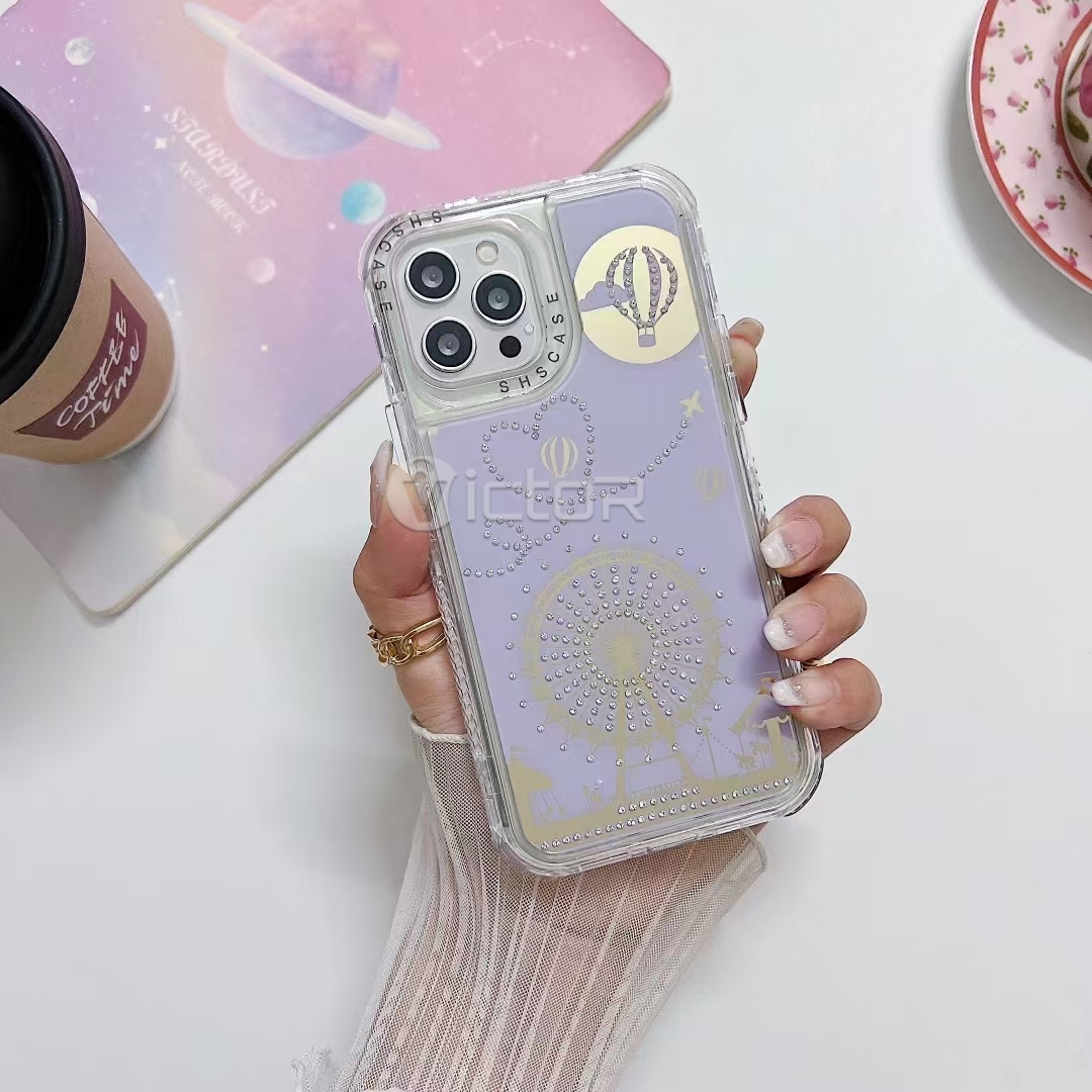 3 in 1 luxury ferris wheel pattern phone cover for iphone 15 14 13 12 11 cover shockproof