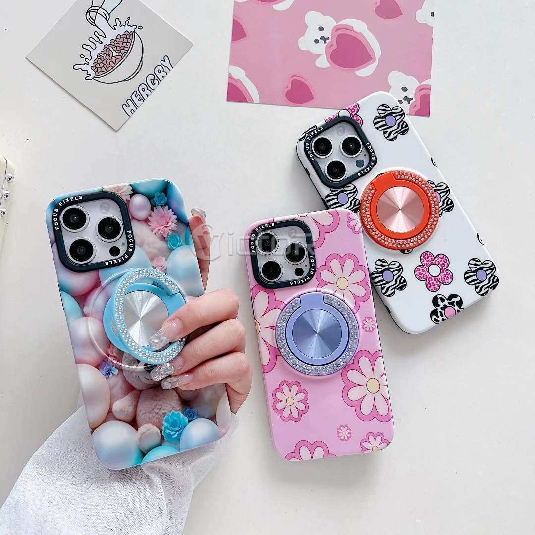 Custom pattern ring holder phone cases for iphone 15 pro max 14 13 12 11 tpu pc back cover