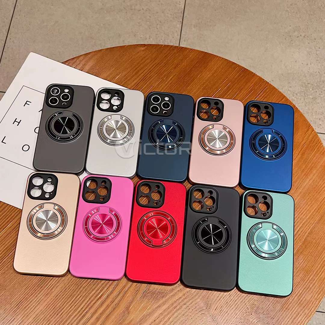 pure color tpu pc hybrid phone case  for iphone 16 15 14 13 12 11 mobile cover with ring holder kickstand