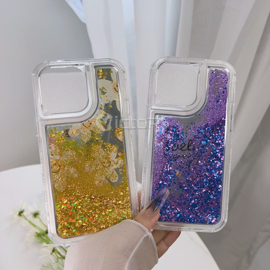 customized glitter liquid sand phone cases for iphone 16 15 14 13 12 11