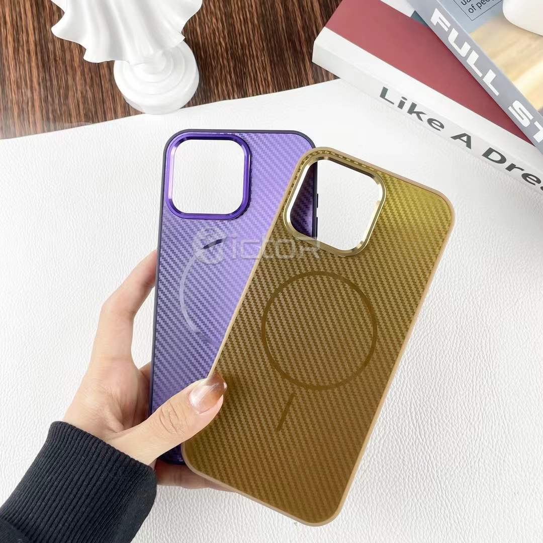 wholesale carbon fiber magnetic phone cover for iphone 16 15 14 13 12 11 shockproof cover