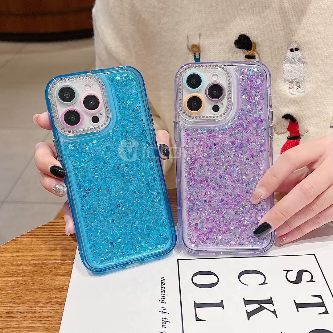wholesale 3 in 1 glitter phone cases for iphone 16 pro 15 14 13 12 11