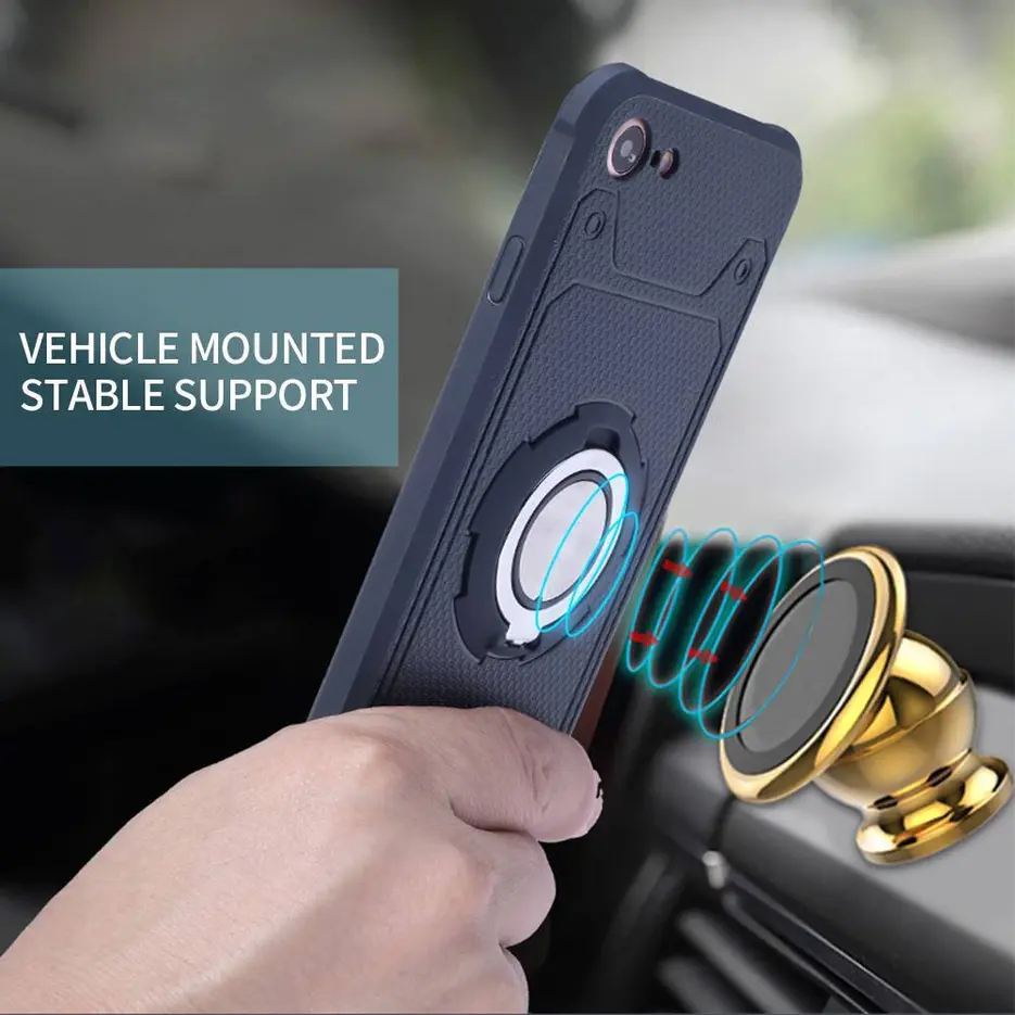 Protective iPhone 7 Car Phone Case with Ring