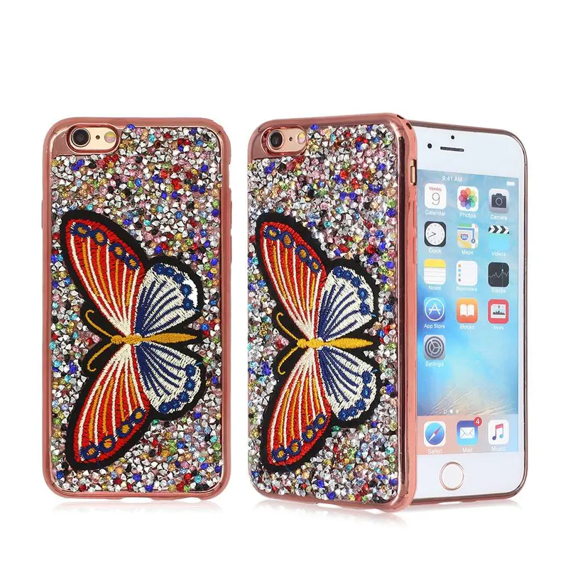 Diamond and Embroidery Decoration Electroplating iPhone 6 TPU Phone Case
