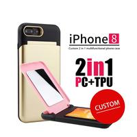 Strong iPhone 8 Plus Case with Card Slot and Mirror