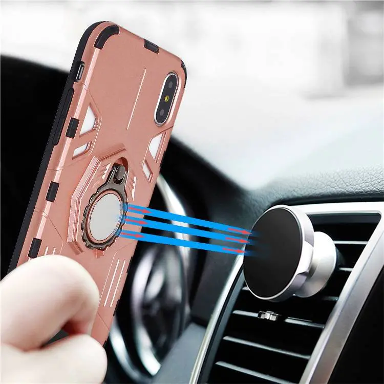 iPhone X Case With Ring Grip Stand Compatible with Magnetic Car Mount